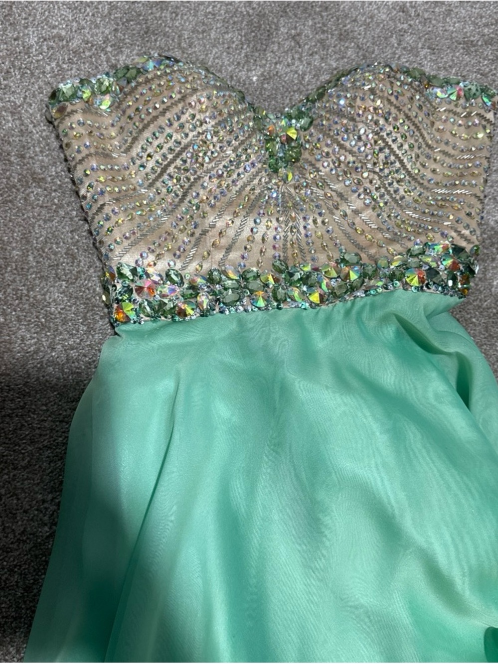 Sherri Hill Mint Green Prom Dress - Picture 2 of 3